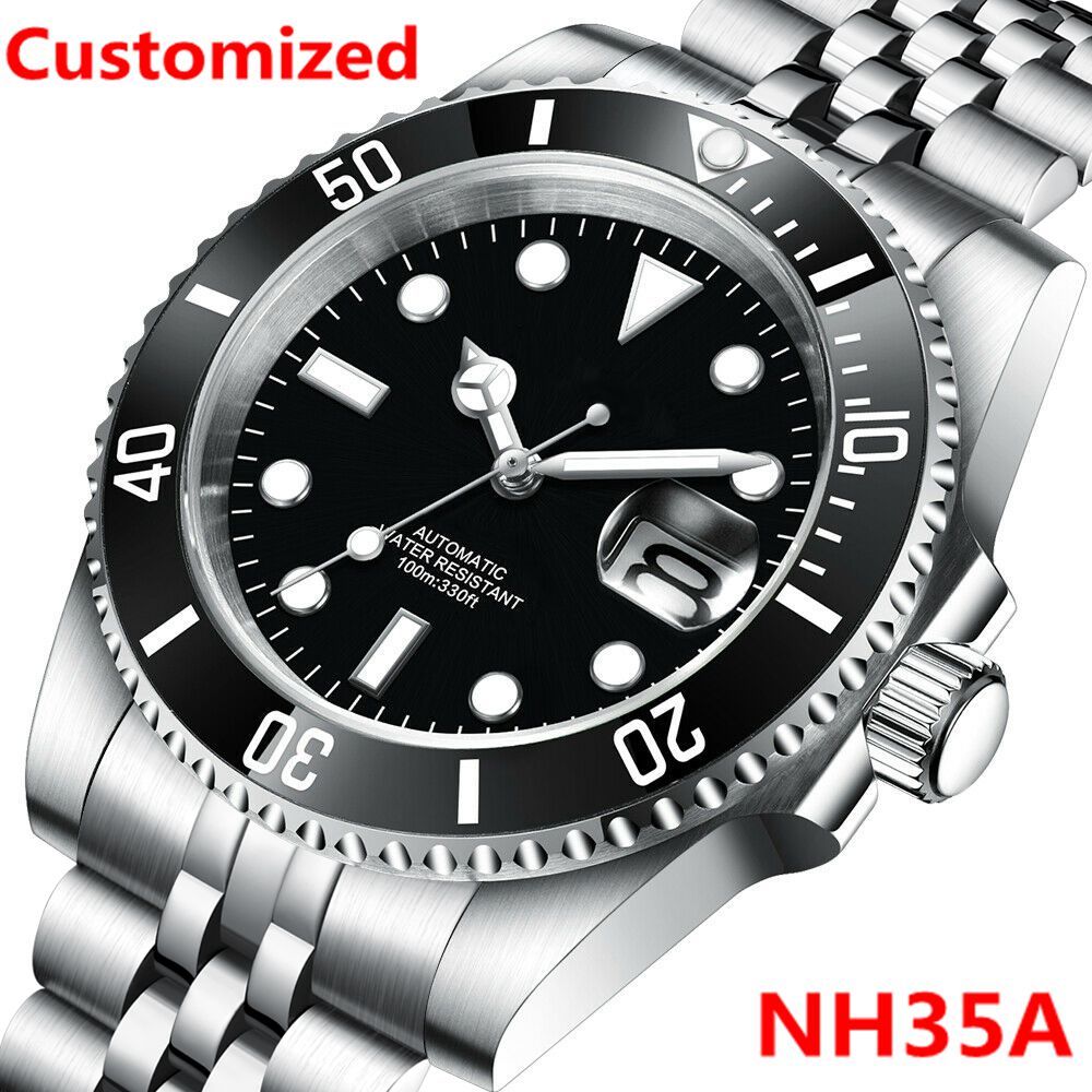 Mens Mechanical Watch - DIY Logo 40MM Dive Watch NH35