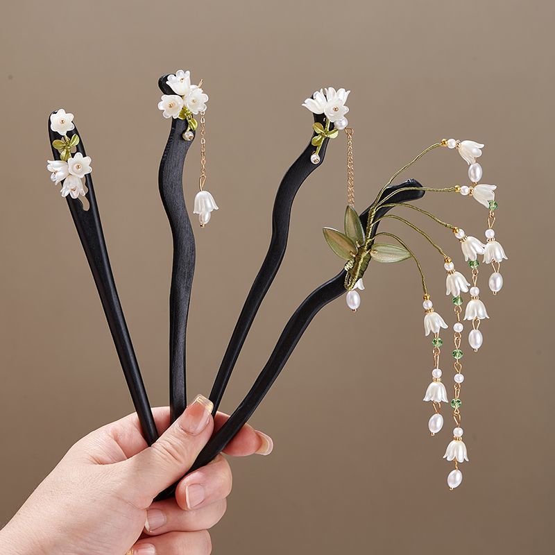 Shop Jewelry & Watches Near Me - Wooden Flower Hairpin Vintage Convallaria Majalis