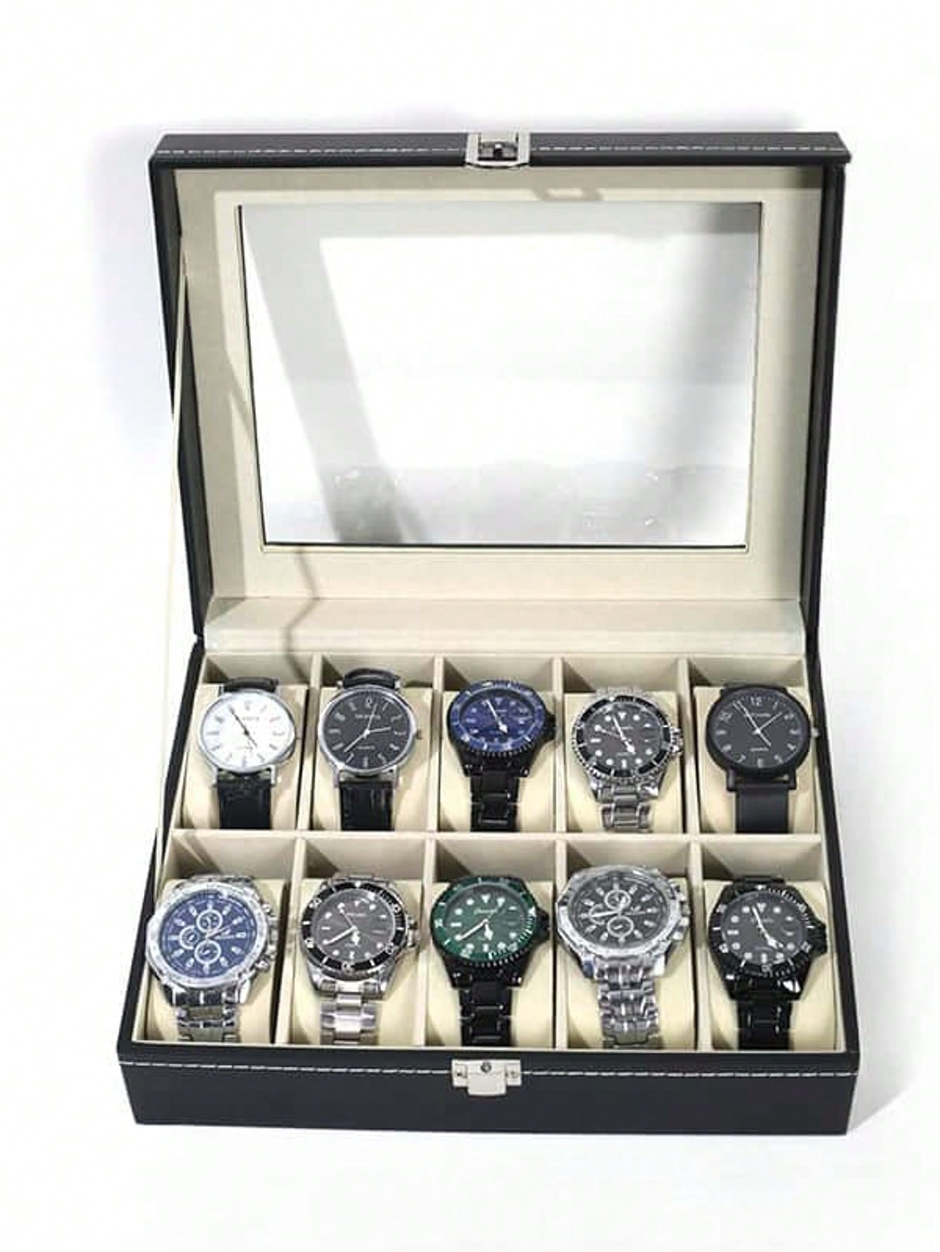 Jewelry Watches & Accessories - Leather Watch Box with Lock, Large