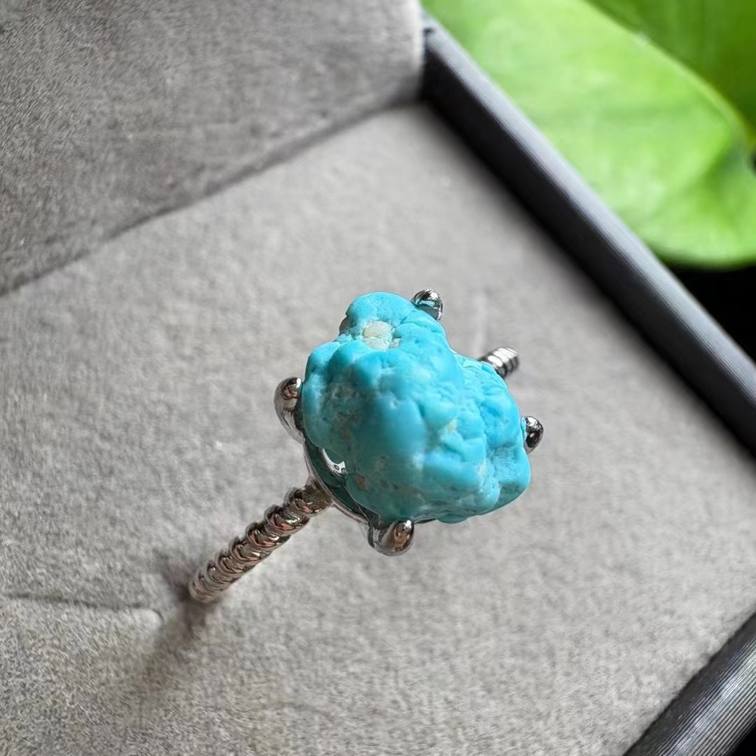 Turquoise Stone Ring - 1 Pc Fengbaowu Natural Raw Turquoise