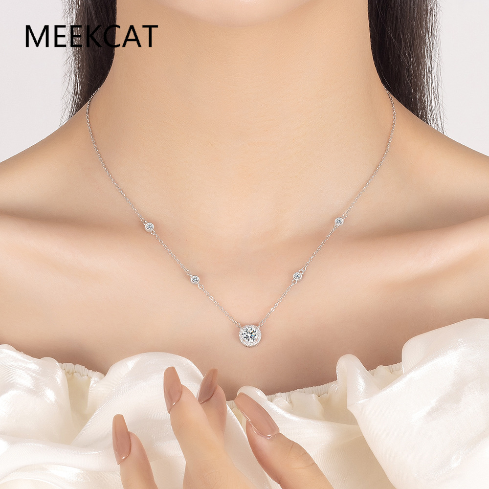 1/2/3CT Moissanite Necklaces f - Crystal Choker Necklace 评论和价格