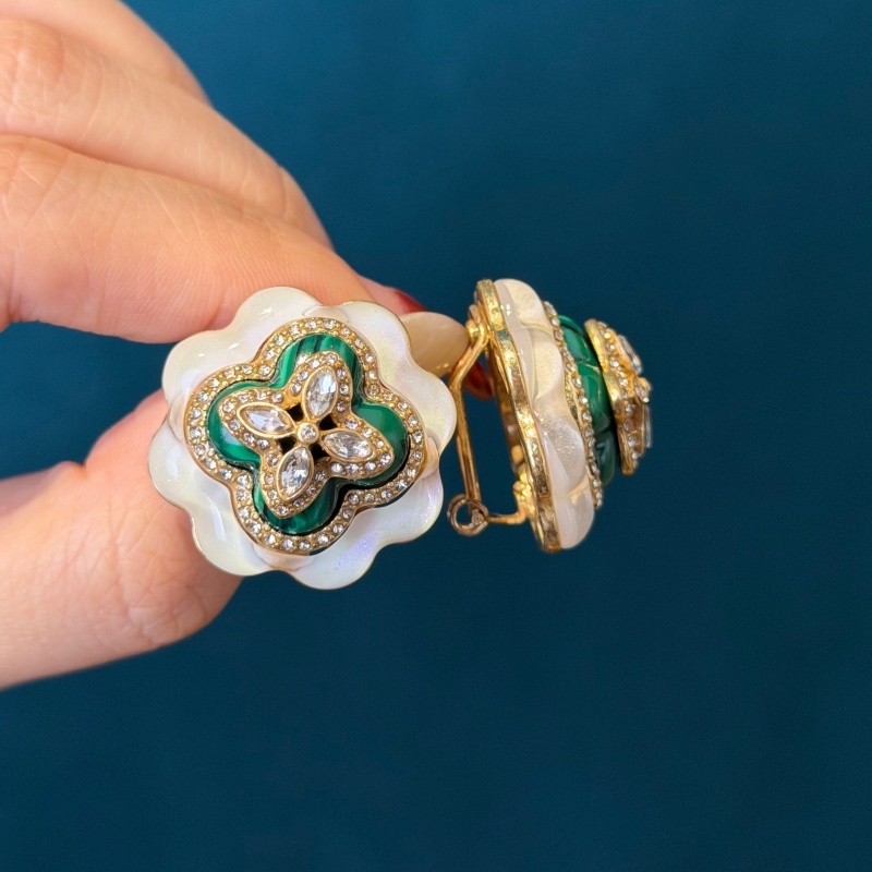 Vintage White Enamel Lotus Lea - Turquoise Stone Ring 评论和价格