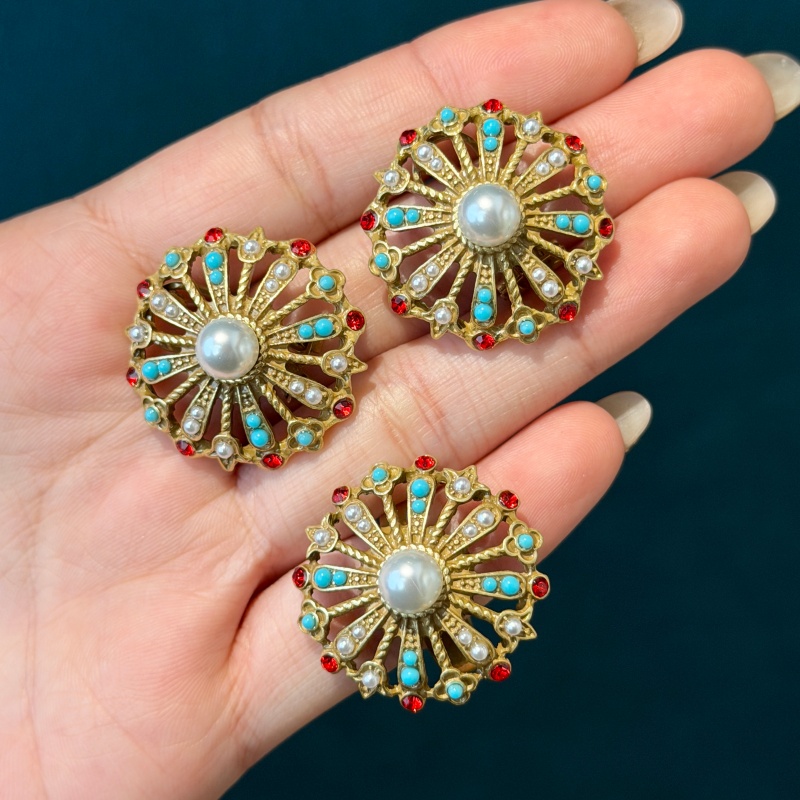 Vintage Hollow Sunflower Turqu - Turquoise Stone Ring 评论和价格