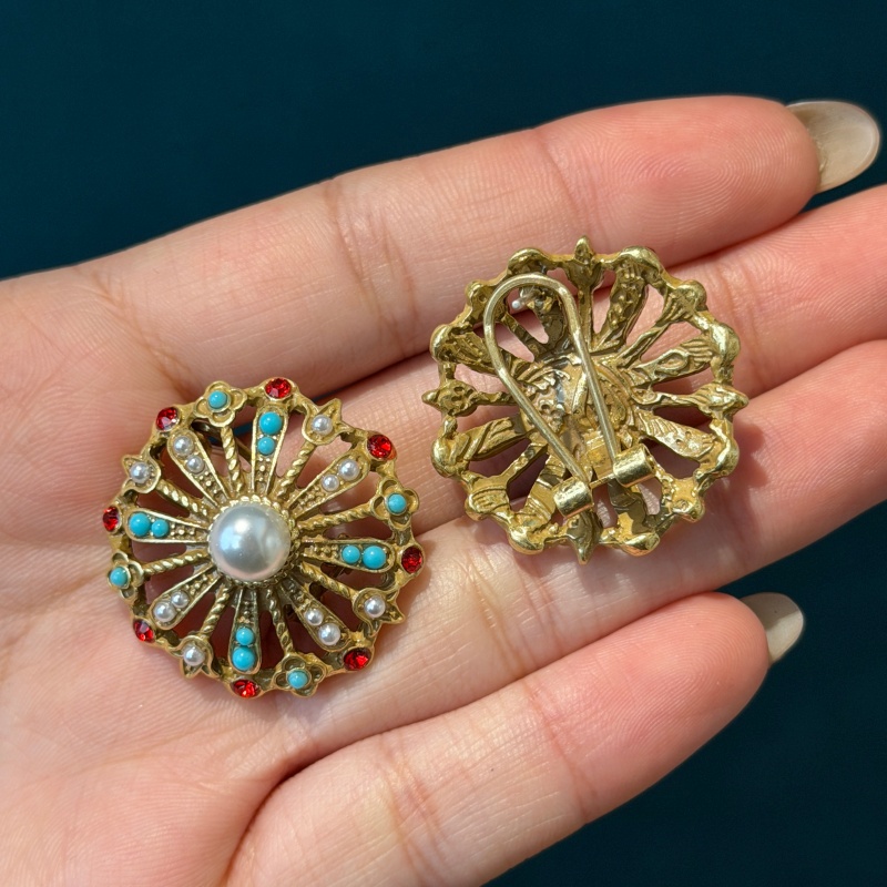 Vintage Hollow Sunflower Turqu - Turquoise Stone Ring 评论和价格
