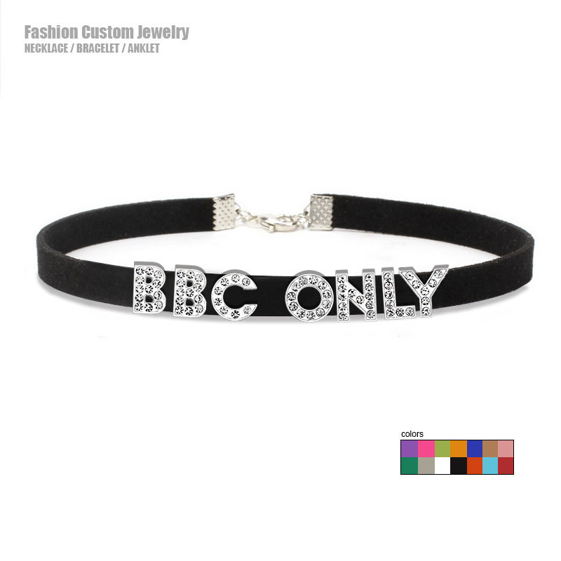 Rhinestone Letter BBC ONLY Nec - Crystal Choker Necklace 评论和价格