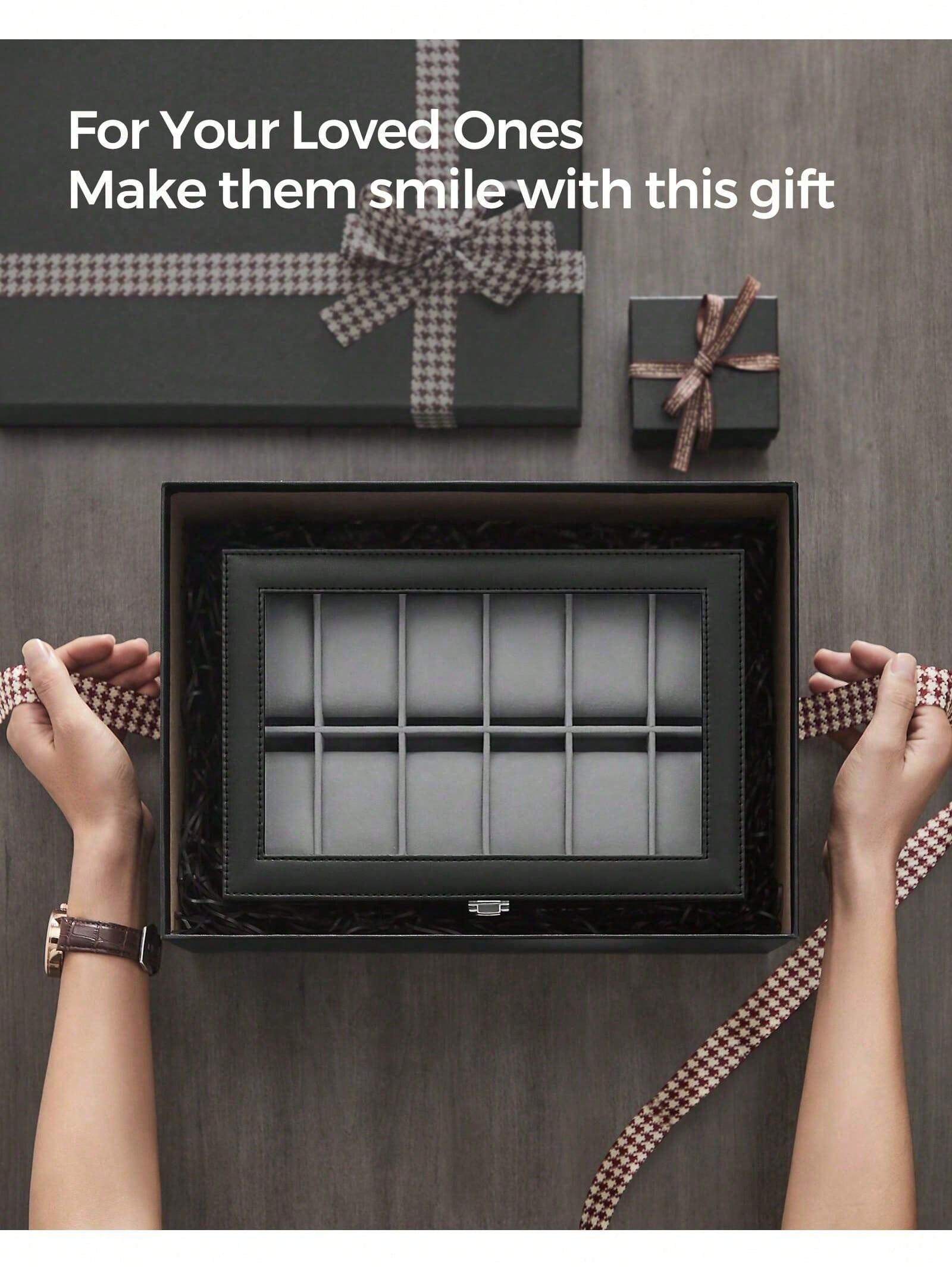 12-Slot Lockable Watch Box wit - Jewelry Watches & Accessories 评论和价格