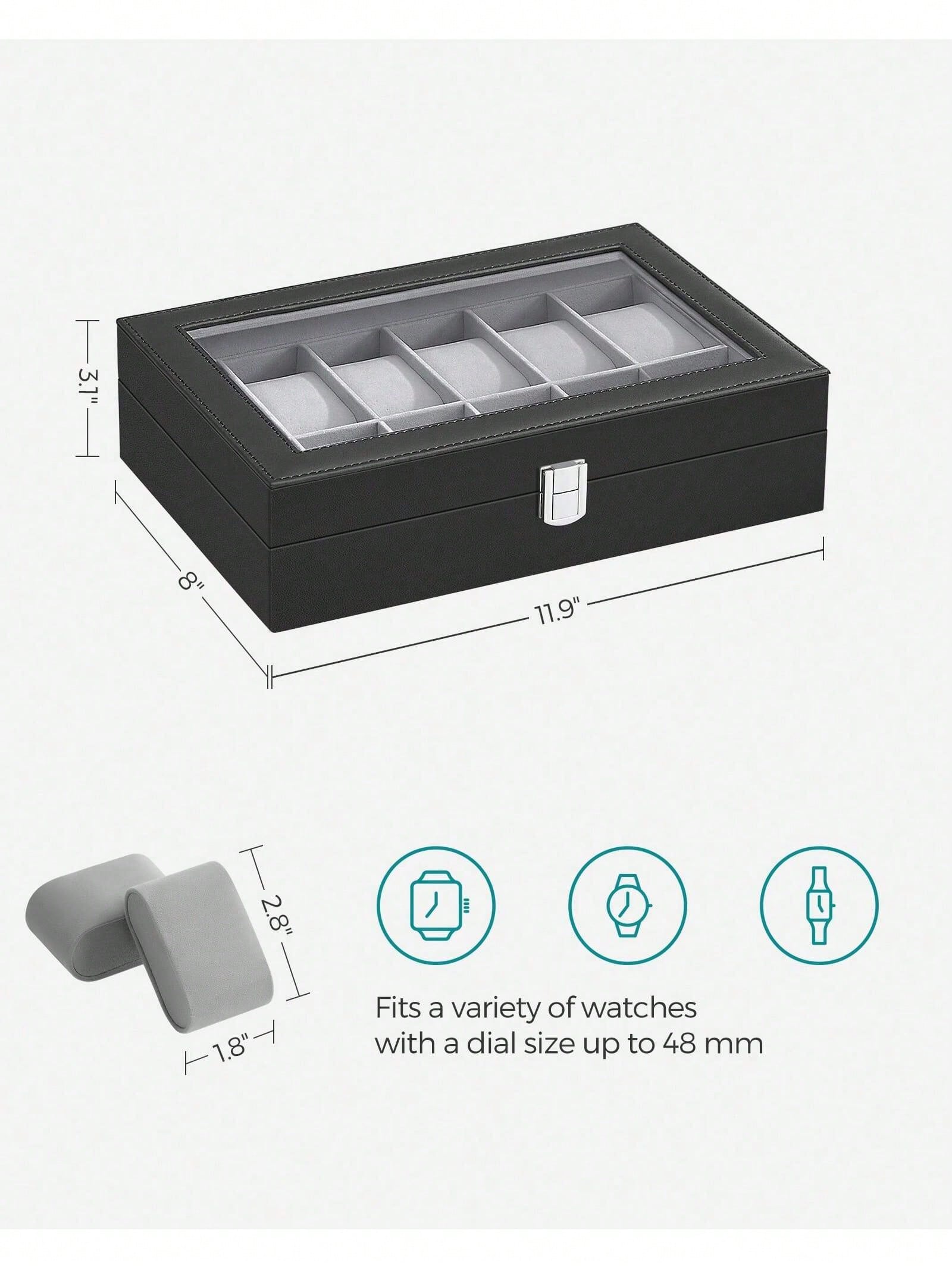 12-Slot Lockable Watch Box wit - Jewelry Watches & Accessories 评论和价格