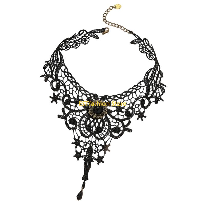 Y5GC Lace Choker Necklace Goth - Crystal Choker Necklace 评论和价格