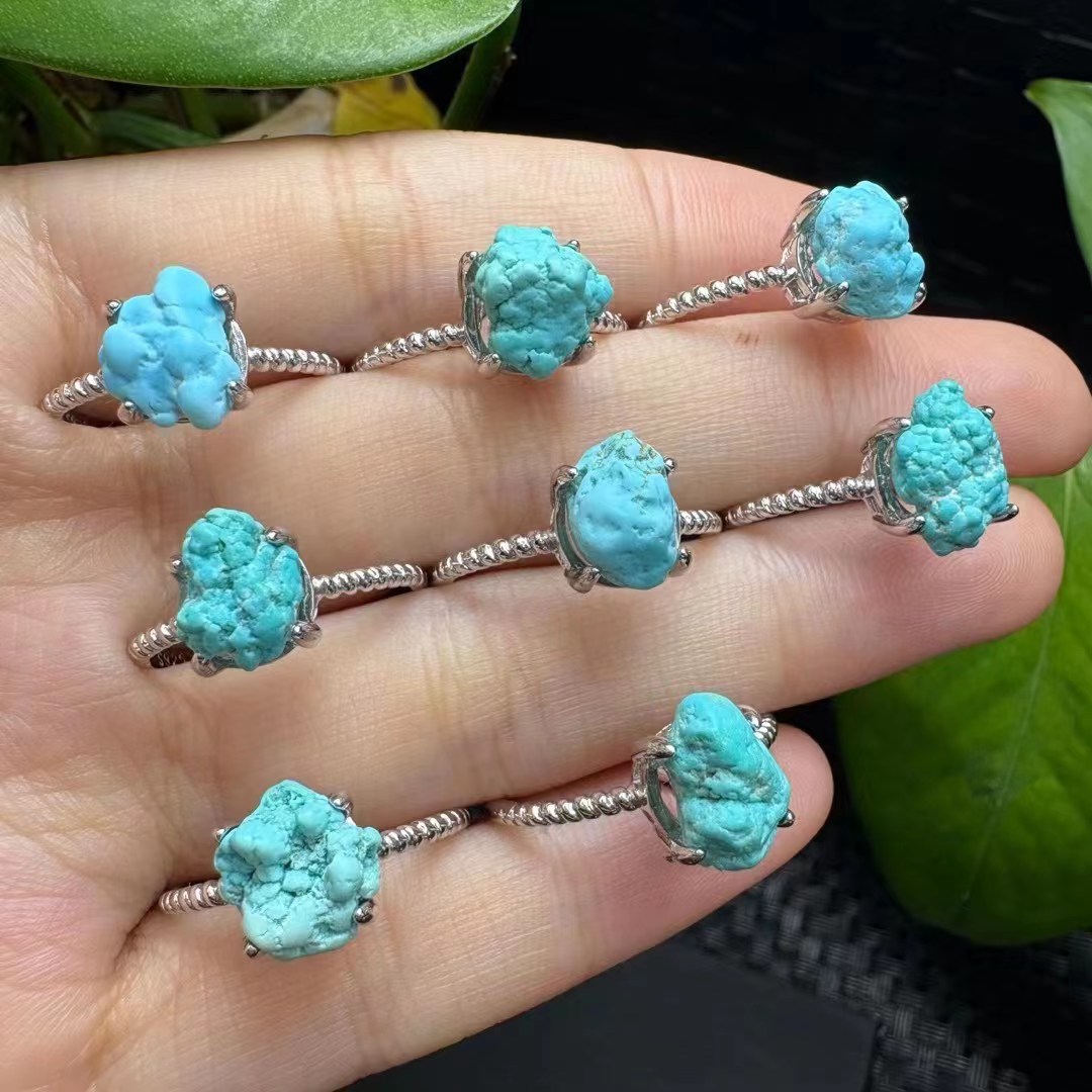 1 Pc Fengbaowu Natural Raw Tur - Turquoise Stone Ring 评论和价格