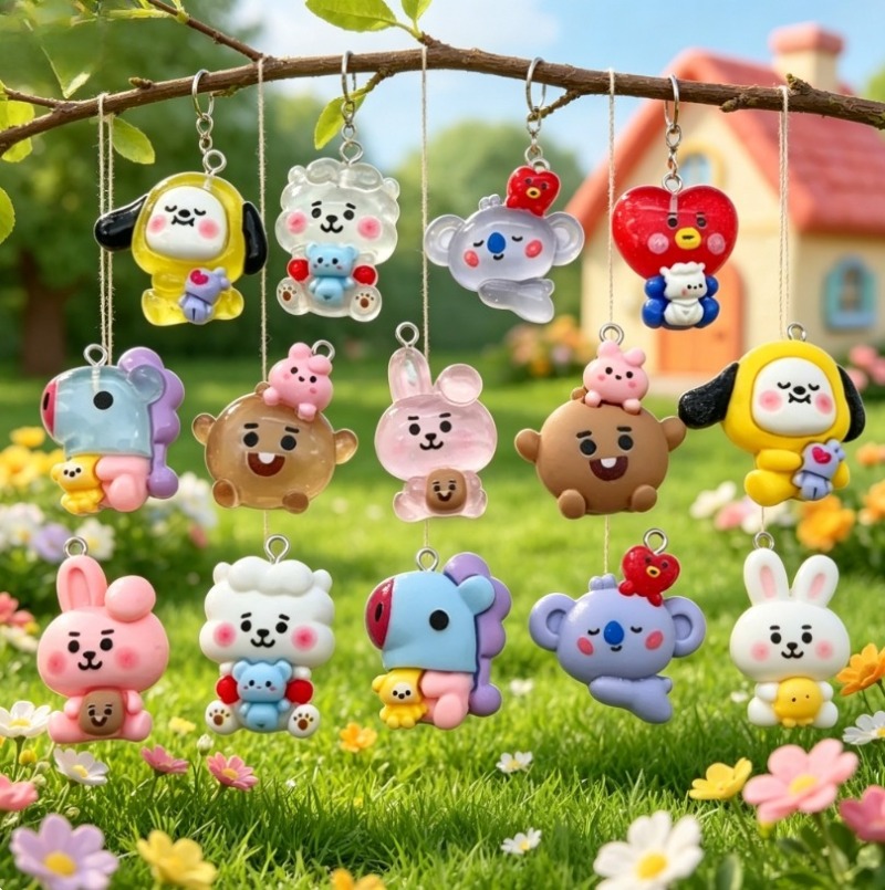 7pcs BT21 Resin Cartoon Charm  - Charm Bracelet Beads 评论和价格