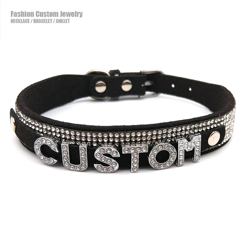 Shiny Rhinestone Letters Custo - Crystal Choker Necklace 评论和价格