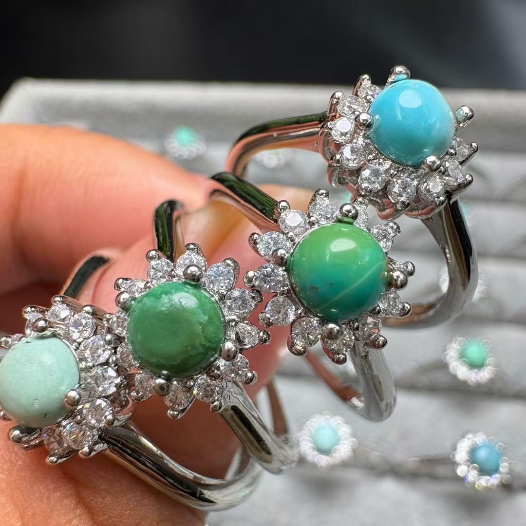 1Pc Fengbaowu Natural Turquois - Turquoise Stone Ring 评论和价格
