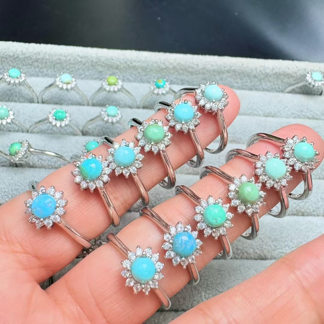 1Pc Fengbaowu Natural Turquois - Turquoise Stone Ring 评论和价格