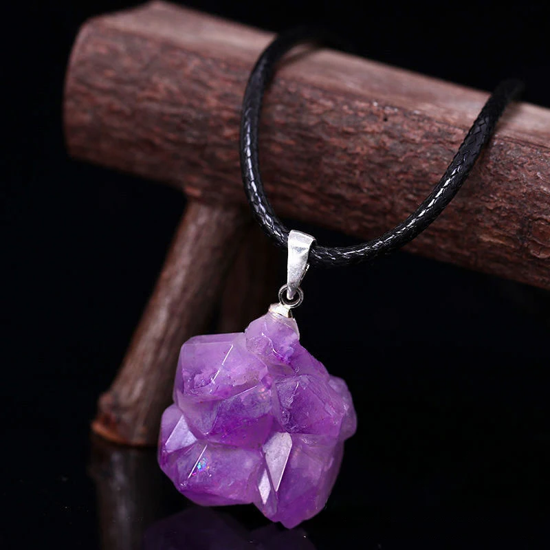 Natural Amethysts Flower Neckl - Crystal Choker Necklace 评论和价格