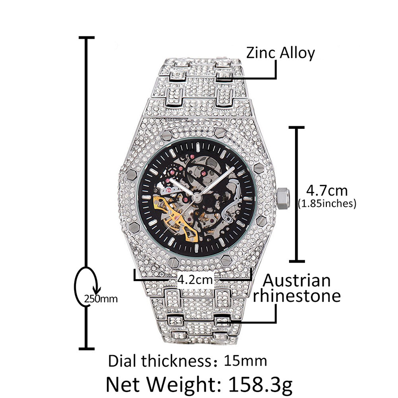 Hip Hop Bling Iced Out Stainle - Jewelry Watches Luxury 评论和价格